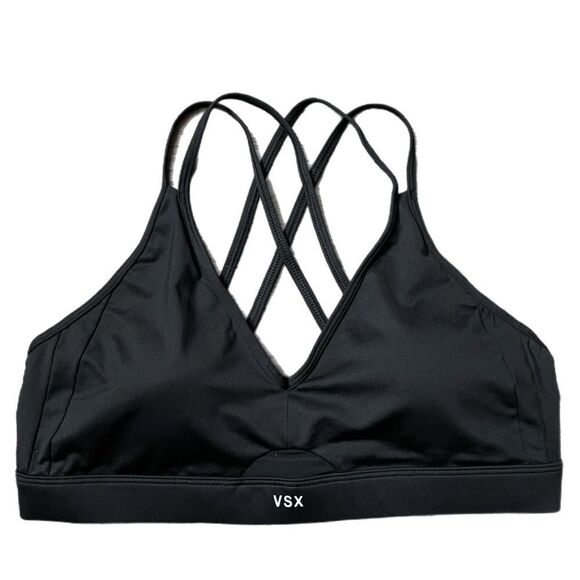 Victorias Secret Vsx Strappy back padded with removable padding sport bra black - Picture 1 of 8